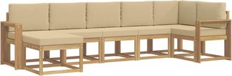 vidaXL Conjunto De Sof&aacute;s De Exterior 7 Uds. Y Beige Poli&eacute;ster Vidaxl