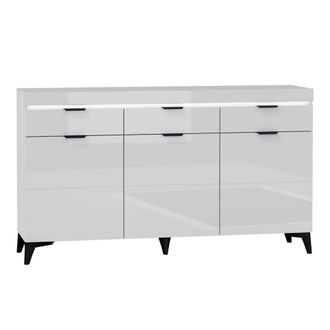 Petits Meubles Aparador 3 puertas 3 cajones con LED estratificado Blanco