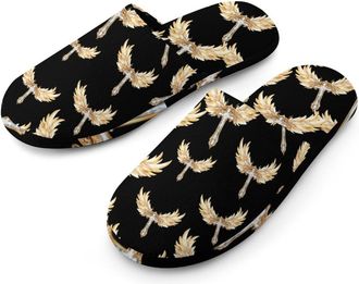 Generic Diamond with Wings Mens Cotton Slippers Memory Foam Comfort House Shoes Winter Indoor Slipper for Hotel Casa Spa