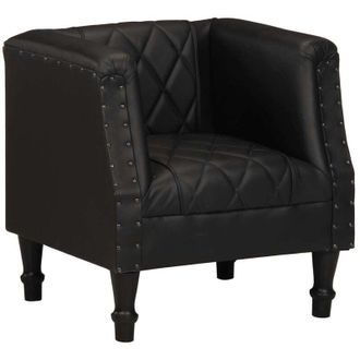 vidaXL Vidaxl - Poltrona a Pozzetto Nera in Vera Pelle di Capra