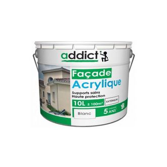 Addict Peinture Fa&ccedil;ade Acrylique Blanche 10l