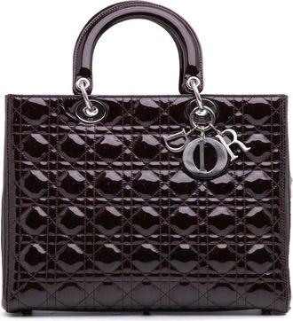 Dior Pre-owned Handbags, female, Purple, Size: ONE SIZE Pre-owned Elegant Quilted Leather Top Handle Satchel Bag