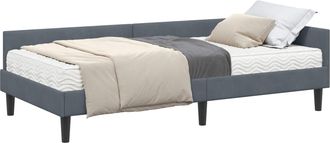 vidaXL Estructura De Cama Esquina Con Colch&oacute;n 2 Uds. Gris Oscuro Vidaxl