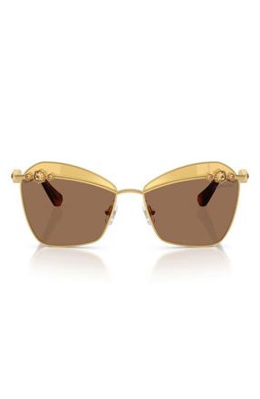 Swarovski 57mm Butterfly Sunglasses in Yellow Gold/brown Tampo Gold at Nordstrom