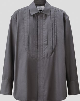 H&M Smokinghemd in Loose Fit - Grau