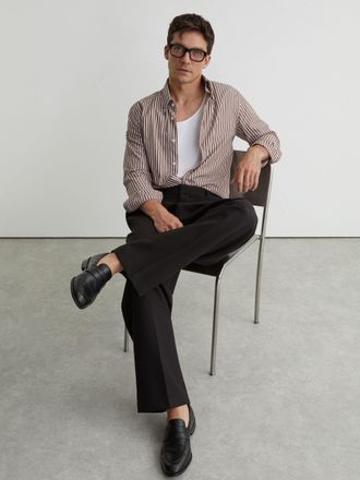 Reiss Black Leather Saddle Loafers, U42