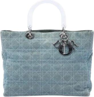 Dior Pre-owned Lady Satchel - Dames - Vintage Handtas - Blauw - ONE Size - Denim - Vintage