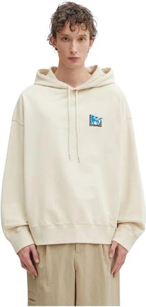 Maison Kitsun&eacute; Gallery Fox Oversize Hoodie - Heren - Hoodies - Beige - L - Katoen - Hoodies & sweatvesten
