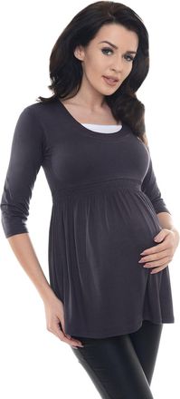 Purpless Maternity Top Tunic A Line Pregnancy Shirt Blouse Pregnant Women 5200 (10, Graphite)