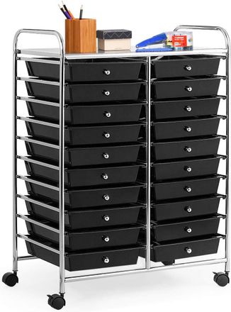 Costway Costway Carrito Multiuso Con Ruedas Y 20 Cajones Carro Auxiliar Servicio Para Cocina Ba&ntilde;o Restaurante Almacenaje (negro)
