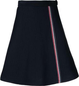 Thom Browne flared knitted skirt - women - Cotton - 36 - Blue