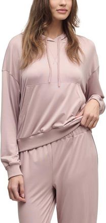 Barefoot Dreams Butterchic Crop Hoodie in Teaberry at Nordstrom, Size X-Large