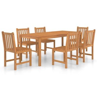 Berkfield Home 7 Piece Garden Dining Set Solid Teak Wood in Brown