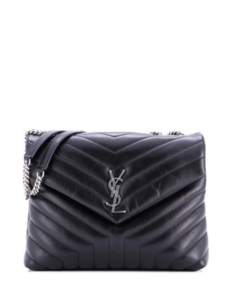 Saint Laurent Loulou Matelasse Chevron Leather Medium shoulder bag - Zwart