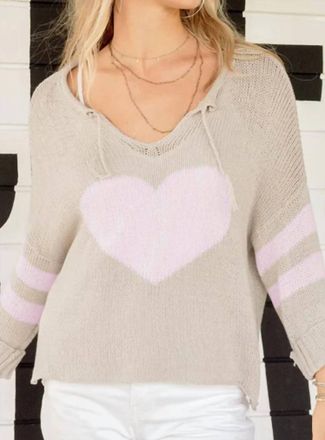 Wooden Ships Lover Long Sleeve Top In Khaki Pink