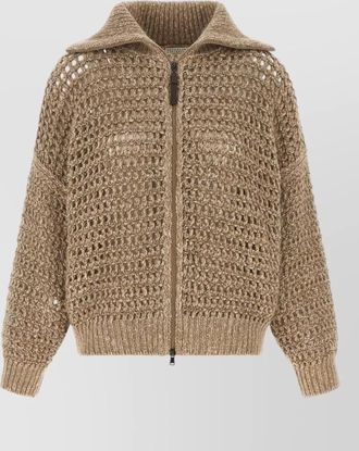 Brunello Cucinelli ribbed cashmere-blend zip cardigan