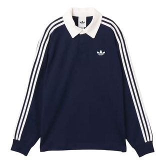 adidas Three Stripes Rugby Polo Shirt Asia Sizing Night Indigo KE3574