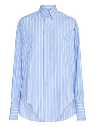Maison Margiela striped long-sleeved shirt - women - Cotton - 42 - Blue