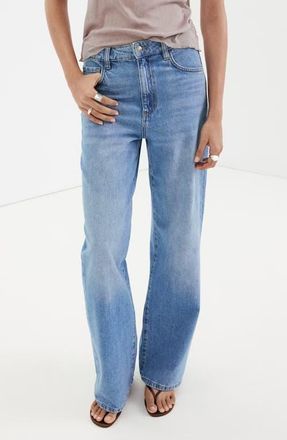 Mango Danila High Waist Wide Leg Jeans in Medium Blue at Nordstrom, Size 22