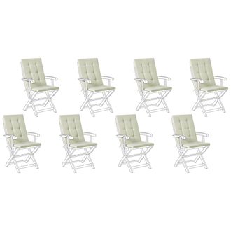 Beliani Conjunto De 8 Cojines Para Asiento Y Respaldo De Sillas De Exterior Con Lazos Verde Maui