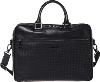 Baldinini Tassen, Heren, Zwart, ONE Size, Leer, Geweven Werk Tas met Print