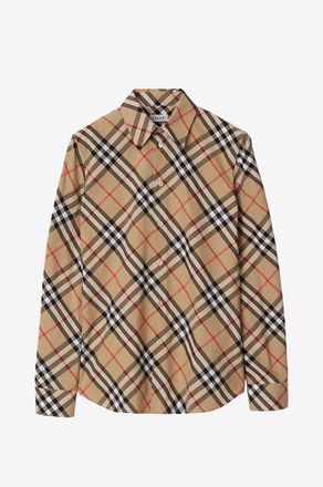Burberry Schmales Hemd aus Popeline Check