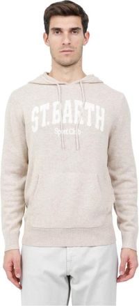 MC2 Saint Barth Maglia felpa con cappuccio con scritta logo frontale - Heren - Hoodies - Beige - L - Hoodies & sweatvesten