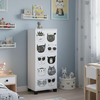 Dmora Zapatero Kika, Mueble Para 16 Pares, 8 Compartimentos, 1 Puerta, 50x38x127h Cm Blanco