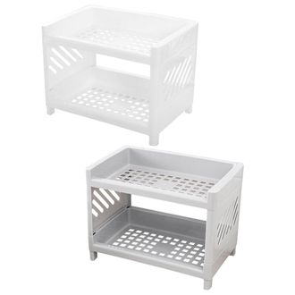 OEM Juego De 2 Estantes Y Organizadores De Pl&aacute;stico Para Cocina, Estantes Para Armarios (blanco + Gris)