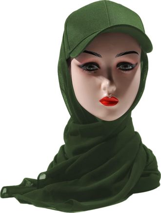 Generic COMSY Summer Baseball Hat Cap Hijab Solid Color Scarf With Cap For Women Instant Hijab Long Scarf Wrap Scarves Head Scarf Peaked Cap Shawl Breathable 