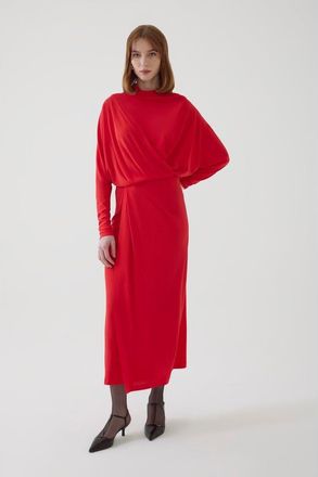 Exquise Alessio Draped Midi Dress in Red at Nordstrom, Size Xx-Large