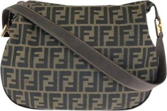 Fendi Pre-owned Shoulder Bags, female, Brown, Size: ONE SIZE Pre-owned Vintage Canvas Messenger Bag