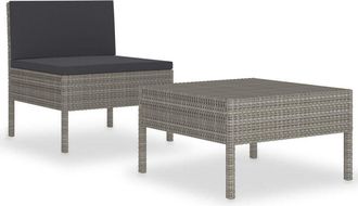 vidaXL Set De Muebles De Jard&iacute;n 2 Pzas Y Cojines Rat&aacute;n Sint&eacute;tico Gris Vidaxl
