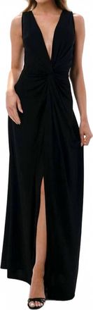 Ariella Twist Front Plunging Neckline Maxi Dress In Black