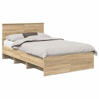 vidaXL Estructura De Cama Con Cabecera Roble Sonoma 120 X 123 Cm Vidaxl