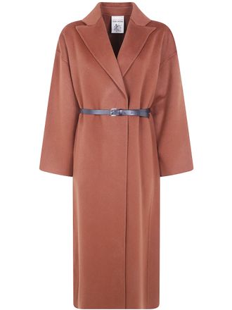 Semicouture Coat Long Wool Y6wv08 V13 Dark Leather