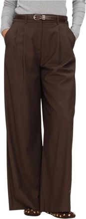 ALIX The Label Woven Wide Leg Pants - Dames - Wijde Broeken - Bruin - L - Leer - Broeken
