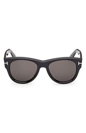 Tom Ford 52mm Round Photochromic Sunglasses in Shiny Black /Smoke at Nordstrom Rack