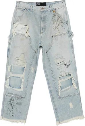 Paly Hollywood Studded Ripped Jeans