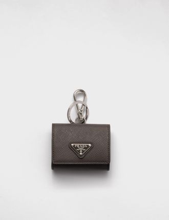 Prada Saffiano leather headphone case with keychain