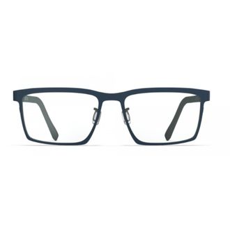 Blackfin Bf1061 Irvine Deep Blue Beta Titanium Rectangular Eyeglasses with Orange Accents