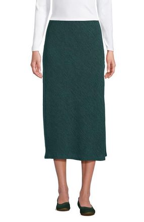 Lands End Crinkle Midi Skirt in Deep Forest at Nordstrom, Size 12