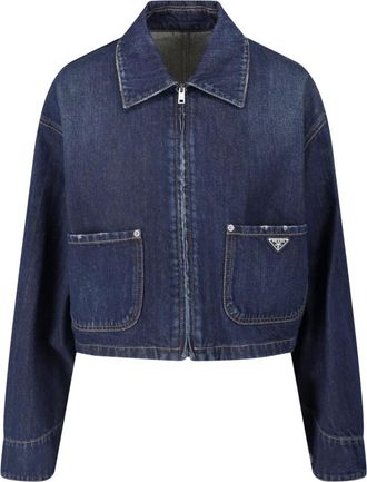 Prada Giacca Zip In Denim Di Cotone