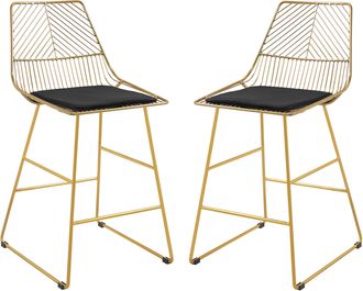 HOMCOM Modern Counter Height Bar Stools Set of 2 pcs Wire Metal Barstools | TJ Hughes
