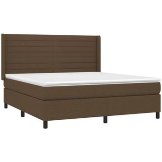 vidaXL Vidaxl - Cama Box Spring Con Colch&oacute;n Tela Marr&oacute;n Oscuro 180x200 Cm