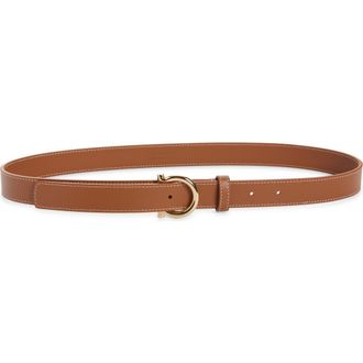 Ferragamo Donna Gancio Leather Belt in Naturale Resort at Nordstrom, Size 100