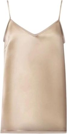 Fabiana Filippi Tops, Dames, Beige, S, Chiffon, V-hals Top met Bandjes