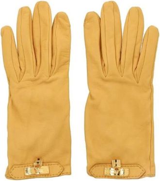 Herm&egrave;s Pre-owned Kelly handschoenen- maat 7.5 - Dames - Vintage Accessoires - Geel - ONE Size - Leer - Vintage