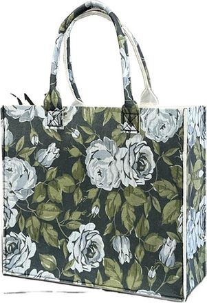 Generic JBJYGSG Felt Storage Bag Felt Bag, Retro Large Capacity Tote Bag Rose Jacquard Large Handbag Shoulder Bag Shopping Bag For Women(Blue)