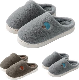 Generic Mens Slippers Womens Slippers Comfortable Autumn Classic Comfy House Shoes for Couples Sole Warm Fluffy House Lightweight Breathable Thickened Shoes W
